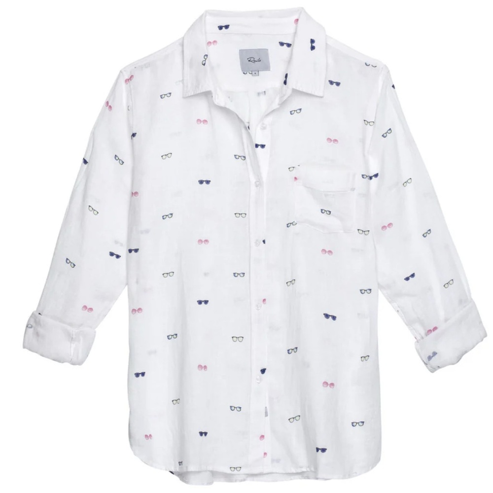 Rails Charli Sunnies linen long-sleeve button down, sunglasses print